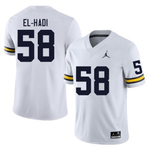 #58 Giovanni El-Hadi Wolverines White Mens Jersey Game College Football 321872-827