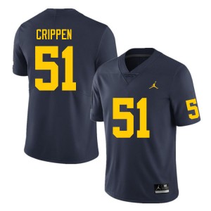 #51 Greg Crippen Michigan Wolverines Navy Men Jersey Game College Football 852294-888