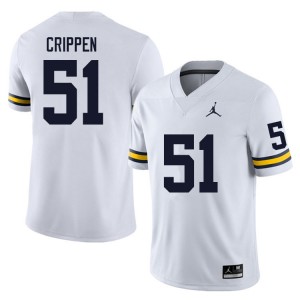 #51 Greg Crippen Michigan Wolverines White Men's Jerseys Official College Football 225086-202