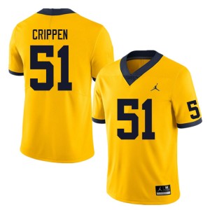 #51 Greg Crippen Michigan Wolverines Yellow Men's Jerseys Official College Football 566503-695