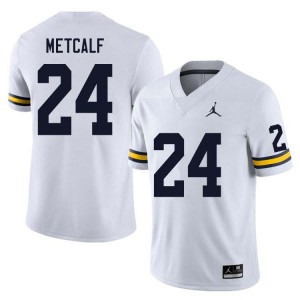 #24 Tevis Metcalf Michigan Wolverines White Men's Jersey Replica College Football 229282-977
