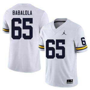 #65 Andrew Babalola Wolverines White Men's Jerseys Official College Football 808440-293
