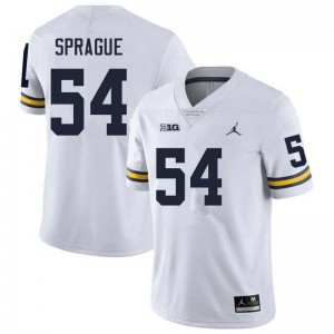 #54 Andrew Sprague Michigan Wolverines White Men's Jerseys Replica College Football 989480-767