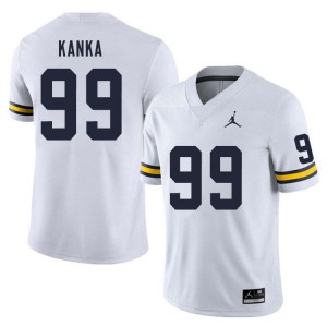 #99 Bobby Kanka Michigan White Men's Jersey Embroidery College Football 567180-497