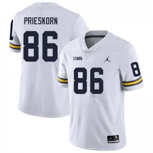 #86 Brady Prieskorn University of Michigan White Men Jerseys Limited College Football 187254-654