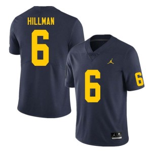 #6 Brandyn Hillman Wolverines Navy Men's Jersey 2025 College Football 139494-889