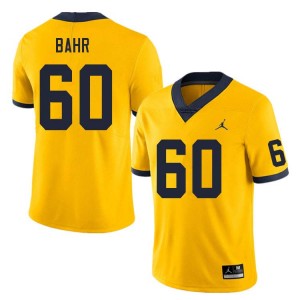 #60 Brooks Bahr Wolverines Yellow Men's Jerseys NCAA College Football 560128-170
