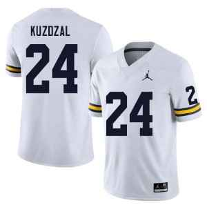 #24 Bryson Kuzdzal Michigan Wolverines White Mens Jersey Stitched College Football 224300-698