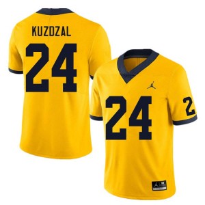#24 Bryson Kuzdzal Michigan Yellow Men Jersey Alumni College Football 657516-378
