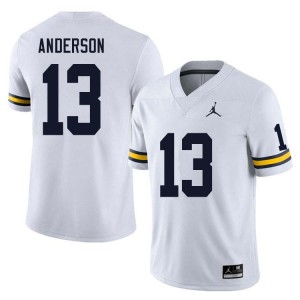#13 Caleb Anderson Michigan Wolverines White Mens Jerseys NCAA College Football 681471-514