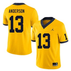 #13 Caleb Anderson Wolverines Yellow Men Jerseys Official College Football 432705-451