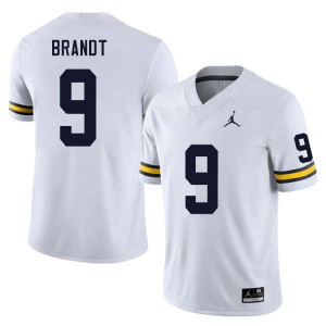 #9 Cameron Brandt Wolverines White Mens Jersey Game College Football 307374-238