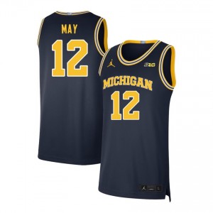 #12 Charlie May Wolverines Navy Mens Jerseys Embroidery College Basketball 795674-540