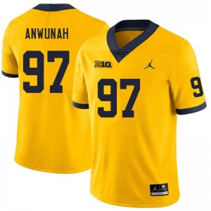 #97 Chibi Anwunah Michigan Wolverines Yellow Men's Jerseys Embroidery College Football 763640-826