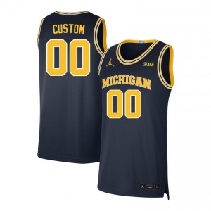 #00 Custom Michigan Navy Men Jersey Alumni College Basketball 342705-121