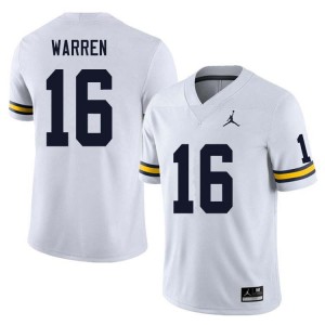 #16 Davis Warren Michigan White Men Jersey High School College Football 738472-284