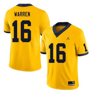#16 Davis Warren Michigan Yellow Men's Jerseys NCAA College Football 115119-462