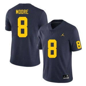 #8 Derrick Moore Michigan Navy Men's Jersey Limited College Football 230394-496