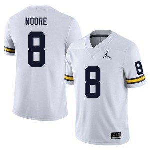 #8 Derrick Moore Michigan White Men Jersey University College Football 707407-823