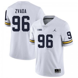 #96 Dominic Zvada Michigan Wolverines White Mens Jerseys Alumni College Football 731691-680