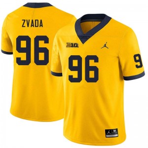 #96 Dominic Zvada Wolverines Yellow Men's Jerseys Game College Football 568225-453