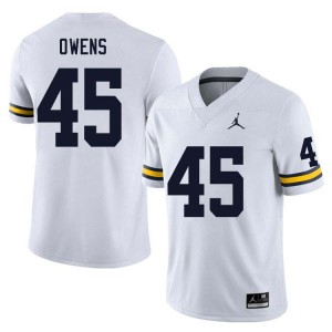 #45 Eli Owens University of Michigan White Mens Jerseys High School College Football 928660-827