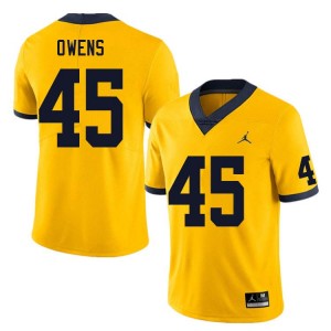 #45 Eli Owens Wolverines Yellow Men Jersey Stitched College Football 532766-480