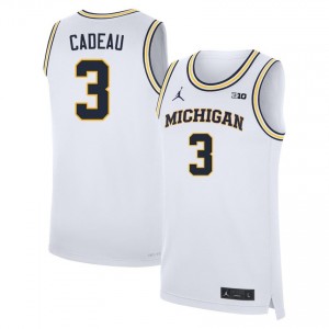 #3 Elliot Cadeau Michigan White Mens Jerseys Player College Basketball 842259-361