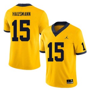 #15 Ernest Hausmann Wolverines Yellow Men's Jersey NCAA College Football 186018-608