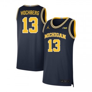 #13 Harrison Hochberg Wolverines Navy Men's Jerseys Limited College Basketball 673591-610