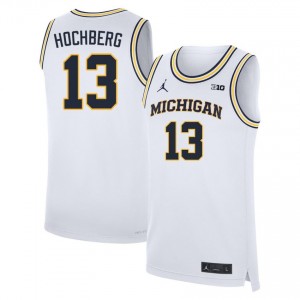 #13 Harrison Hochberg Michigan White Mens Jersey Official College Basketball 906939-427