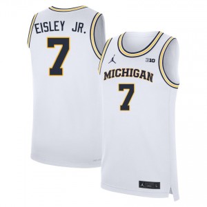 #7 Howard Eisley Jr. Wolverines White Mens Jerseys Game College Basketball 100886-343