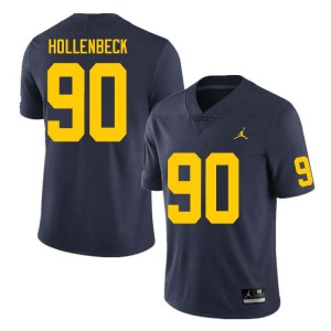 #90 Hudson Hollenbeck Wolverines Navy Men Jersey Limited College Football 774366-993