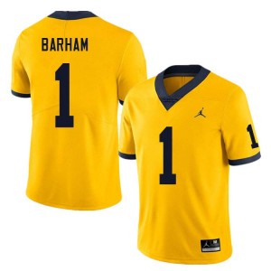 #1 Jaishawn Barham Michigan Yellow Mens Jersey Stitched College Football 903496-256