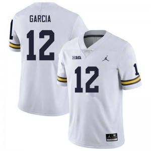 #12 Jake Garcia Michigan White Mens Jersey Embroidery College Football 763530-755