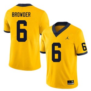 #6 Jamar Browder Michigan Yellow Mens Jersey Official College Football 964485-980