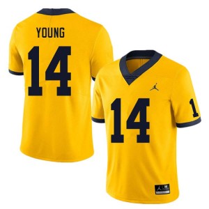 #14 Jordan Young University of Michigan Yellow Men Jerseys Player College Football 166375-412