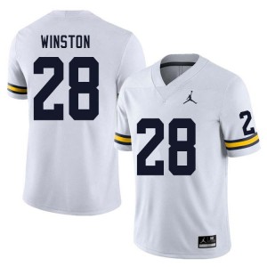 #28 Kainoa Winston Michigan White Mens Jersey Game College Football 329528-826