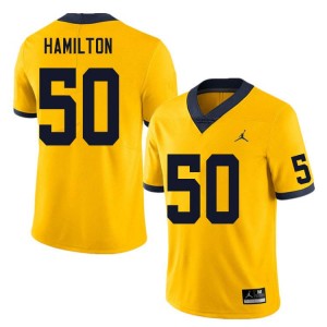 #50 Luke Hamilton Michigan Wolverines Yellow Mens Jerseys Game College Football 262452-928