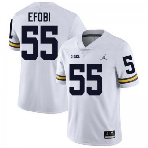 #55 Nathan Efobi Wolverines White Men Jerseys Limited College Football 471192-981
