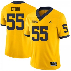 #55 Nathan Efobi University of Michigan Yellow Mens Jerseys Replica College Football 606660-215