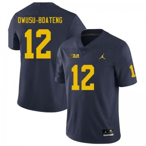 #12 Nathaniel Owusu-Boateng Wolverines Navy Men Jersey High School College Football 423091-545