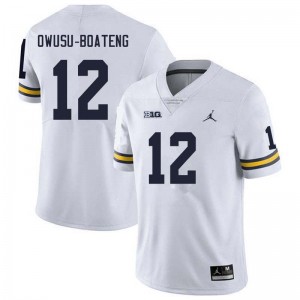 #12 Nathaniel Owusu-Boateng Michigan Wolverines White Men Jerseys Player College Football 325320-740