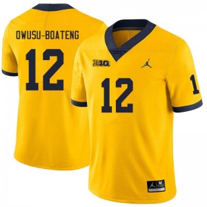 #12 Nathaniel Owusu-Boateng Michigan Wolverines Yellow Men's Jerseys 2025-26 College Football 811477-991