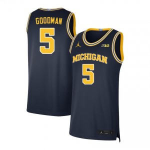 #5 Oscar Goodman Michigan Wolverines Navy Men's Jerseys Replica College Basketball 985561-336