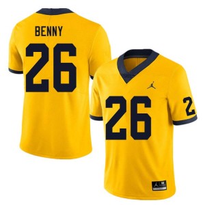 #26 Rayshaun Benny Michigan Yellow Mens Jerseys Embroidery College Football 335716-519