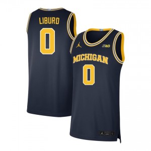 #0 Ricky Liburd Michigan Navy Mens Jerseys Game College Basketball 311657-264