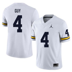 #4 TJ Guy Michigan White Men's Jersey Player College Football 425274-522