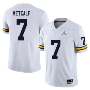 #7 TJ Metcalf Wolverines White Men's Jerseys Limited College Football 589494-213