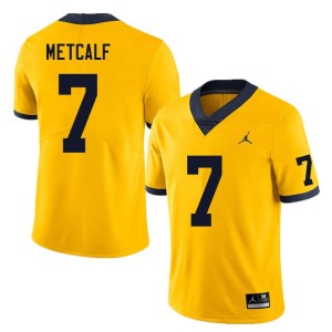 #7 TJ Metcalf Michigan Wolverines Yellow Mens Jersey High School College Football 679851-289